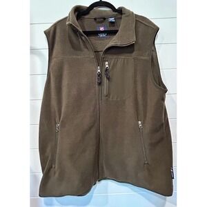 Chaps Brown Fleece Zip Vest‎ Mens XL